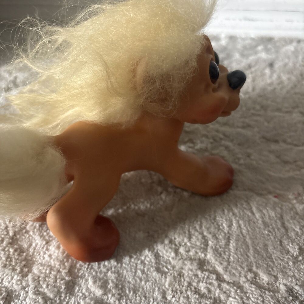 Vintage 1960s DAM Troll Doll Animal Lion Rare Fluffy Hair MINT - Picture 7 of 11